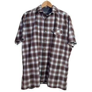 KUHL Mens Plaid Short Sleeve Button Up Shirt Large Outdoor Business Casual Large